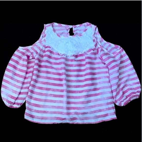 Abercrombie kids pink and white striped blouse - Picture 2 of 16